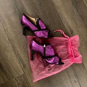 Burju Latin Dance Purple Glitter Shoes -  Fits like size 8